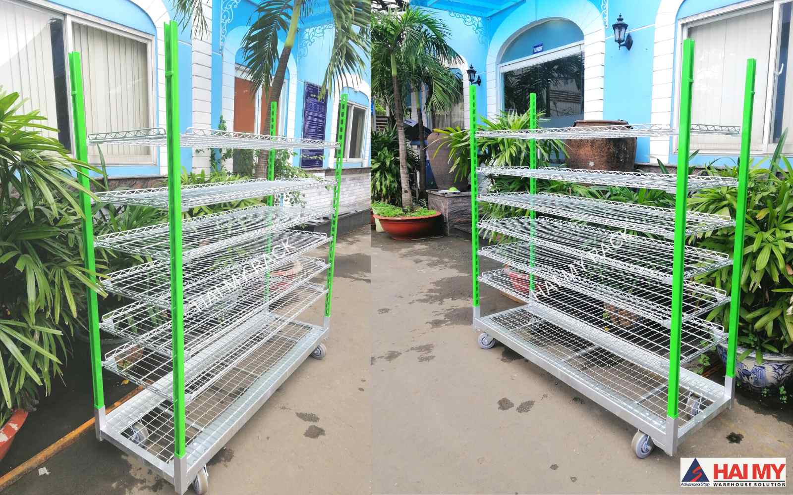 Powder Coating Wire Grid Trolley For Greenhouses
